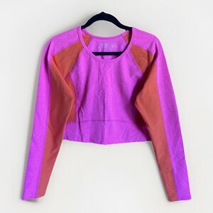 Beyond Yoga Spacedye Vitality Colorblock Pullover Sz XL Orange/Pink Long Sleeve